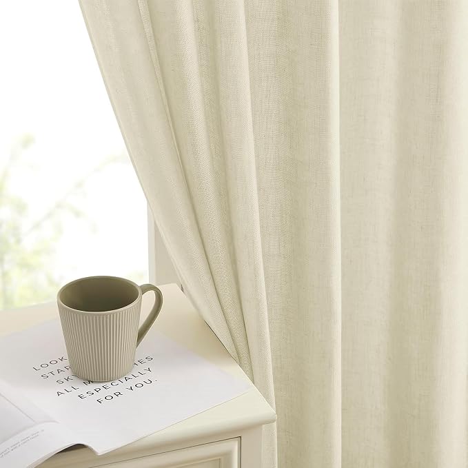 Joydeco Linen Curtains 72 Inch Length 2 Panels Set, Light Filtering Curtains - Image 5