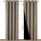 NICETOWN Taupe Full Shade Curtain Panels, Pair of Energy Smart & Noise Blocking by NICETOWN