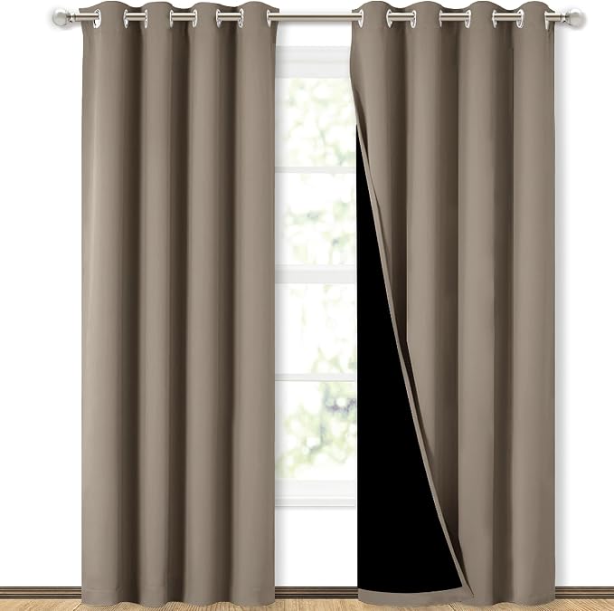 NICETOWN Taupe Full Shade Curtain Panels, Pair of Energy Smart & Noise Blocking by NICETOWN