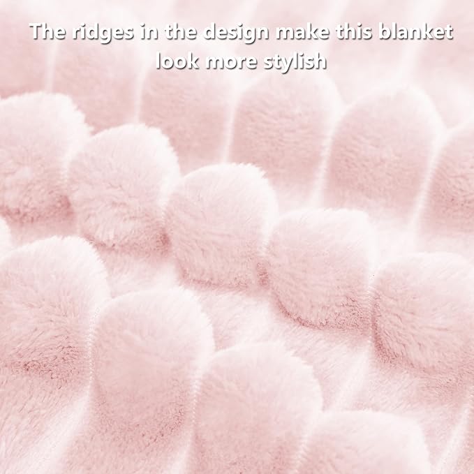 HIMEET Pink Ribbed Throw Blanket - Image 8