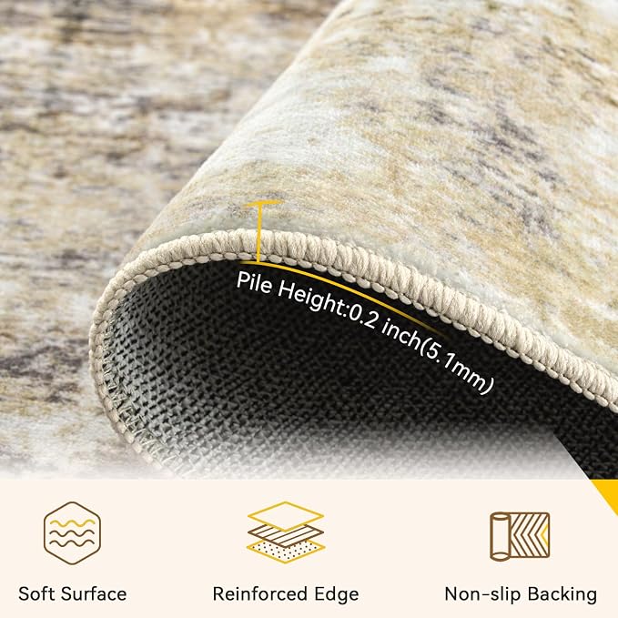 Washable Area Rugs 4'x6' Non-Slip Modern Abstract Soft - Image 5
