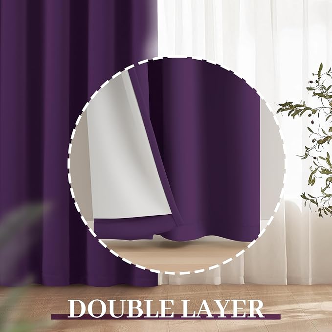 Yakamok Room Darkening 100% Blackout Curtains Grommet Window Treatments - Image 7