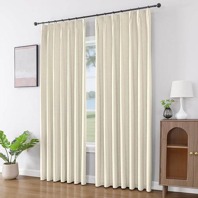 Joydeco Pleated Curtains for Living Room Bedroom, Linen Drapes 90 inch Length 2 - Image 4