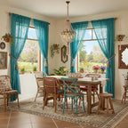 WAZZIO Boho Lace Curtains 2 Panels 72 Inch -Victorian Sheer Panel Drape French - Image 6