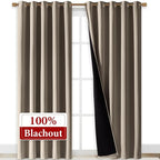 NICETOWN Taupe Full Shade Curtain Panels, Pair of Energy Smart & Noise Blocking - Image 2