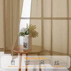 Gwine Taupe Sheer Curtains for Living Room 45 inches Long, Short Voile Light - Image 7