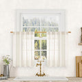 LAMIT Cream Linen Kitchen Curtains 30 Inch Length, Semi Sheer Light Filtering by LAMIT