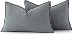 MIULEE Decorative Linen Lumbar Pillow Covers 12x20 Inch Gray ​Boho Farmhouse​ - Image 6