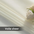 youleyar Solid Sheer Rod Pocket Curtain Voile Draperies 2 Panels White Beige - Image 3