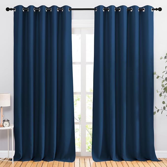 NICETOWN Moroccan Blue Blackout Living Room Curtains 110 inches Long, Grommet by NICETOWN