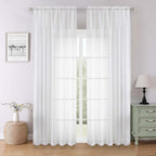 Lecloud White Sheer Curtains 90 Inches Long 2 Panels, Light Filtering Airy by Lecloud