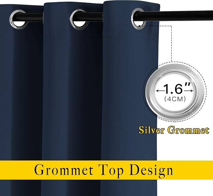 NICETOWN Blackout Navy Curtains & Drapes 48 inch Long - Image 3