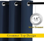 NICETOWN Navy Blue Blackout Curtains 102 inch Length, Grommet Energy Saving - Image 2