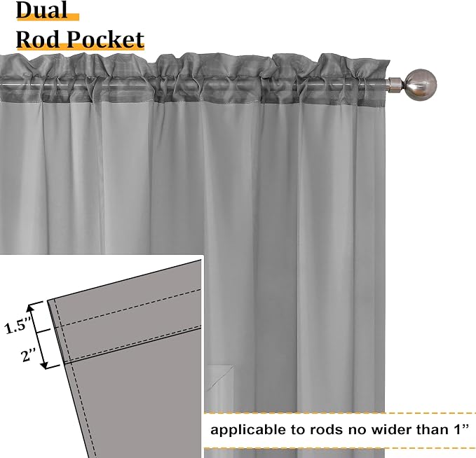 Aiyufeng Grey Sheer Curtains for Bedroom, Semi Sheer Privacy Curtains & Drapes - Image 3