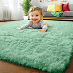 ONASAR Sage Green Rugs for Living Room Bedroom, 5x8 Fluffy Bedside Area Rug - Image 9
