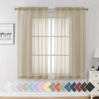 Aiyufeng Taupe Sheer Curtains 63 Inches Long 2 Panels Set, Semi Transparent by Aiyufeng