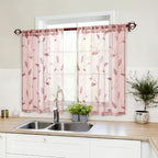 HOMEIDEAS Blush Pink Sheer Kitchen Curtains 30 X 36 Inch Length 2 Panels by HOMEIDEAS