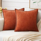 MIULEE Pack of 2 Couch Throw Pillow Covers 18x18 Inch Rust Farmhouse Decorative by MIULEE
