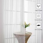 Lecloud White Sheer Curtains 63 Inch Length 2 Pcs, Light Filtering Rod Pockets - Image 6