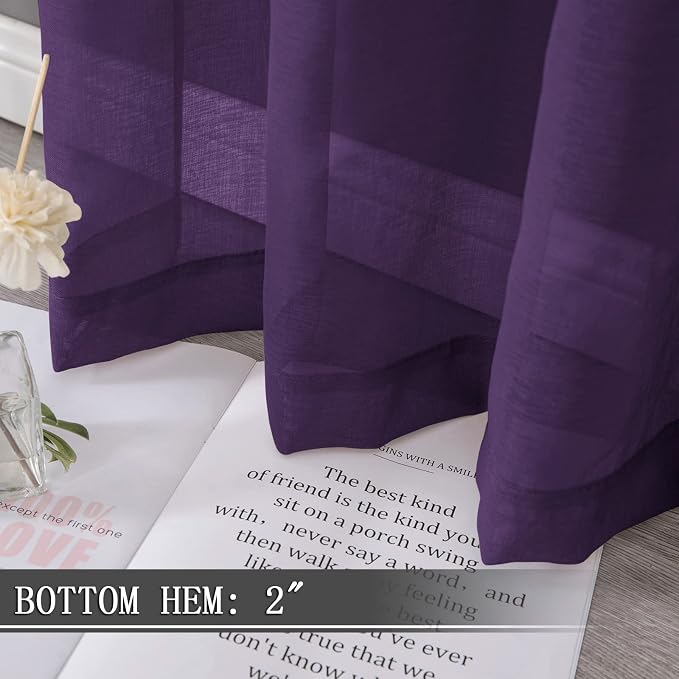 Tollpiz Short Sheer Curtain Living Room Linen Textured Curtains Sheer Light - Image 4