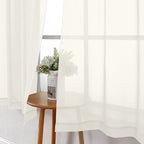 Lecloud Short Sheer Curtains 54 Inches Length 2 Panels, Light Filtering Voile - Image 3