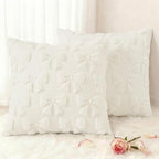 decorUhome Cream White Bow Pillow Covers Set of 2 Coquette Aesthetic Cute by decorUhome