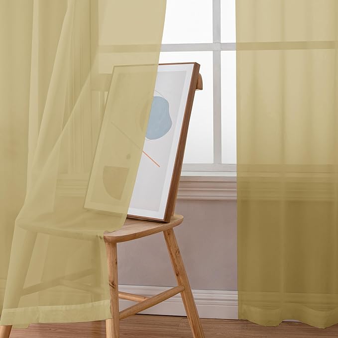 Simplebrand Rod Pocket Top Solid Voile Sheer Curtains - Image 4