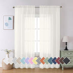 Aiyufeng 2 Pack Ivory Sheer Curtain 84 Inches Long, Light Filtering Airy Voile by Aiyufeng