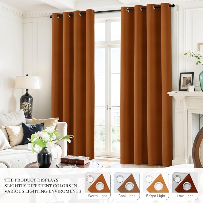 Yakamok Room Darkening 100% Blackout Curtains Grommet Window Treatments - Image 6