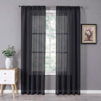 Tollpiz Sheer Curtains Linen Textured Bedroom Curtain Sheers Light Filtering by Tollpiz