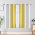 Estelar Textiler Yellow and Greyish White Ombre Blackout Curtains 45 Inch - Image 2
