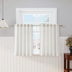 Nanspring Cream 36 Inch Length Kitchen Curtains Linen Blend Back Tab Privacy by Nanspring