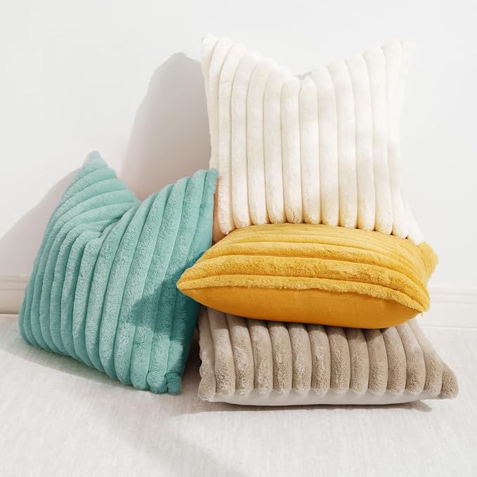 decorUhome Summer Cozy Faux Fur Throw Pillow Covers 12x20 Set of 2 Decorative - Image 5
