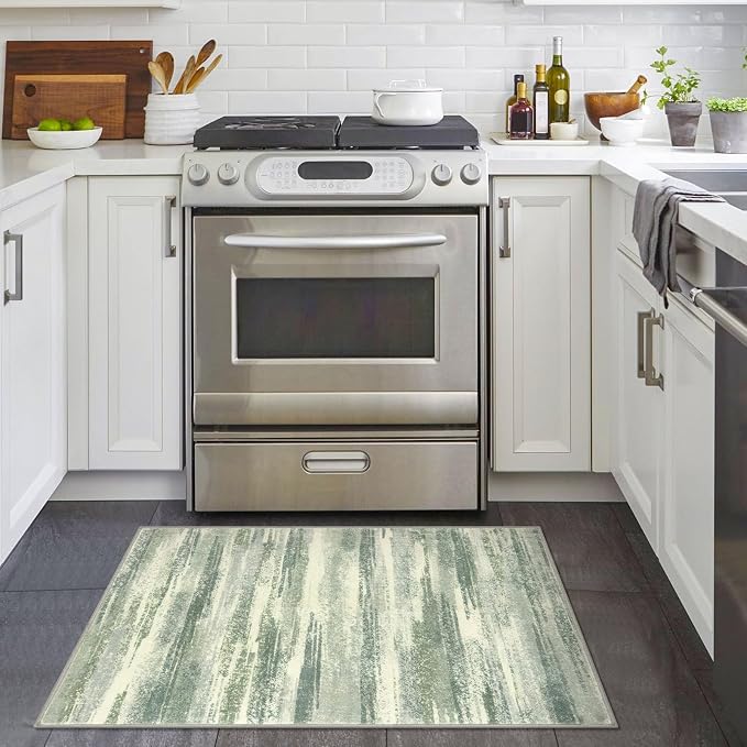 Lansny Modern Abstract Entryway Rug Indoor 2x3 Washable Rug Non-Slip Soft Small - Image 2
