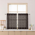 Chyhomenyc Chocolate Sheer Curtains 30 Inch Length, Light Filtering Leaf Tufted by Chyhomenyc