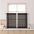 Chyhomenyc Chocolate Sheer Curtains 30 Inch Length, Light Filtering Leaf Tufted by Chyhomenyc