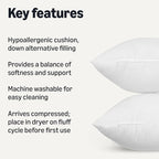 Amazon Basics Square Hypoallergenic Pillow Insert, Down Alternative Fiberfill - Image 2