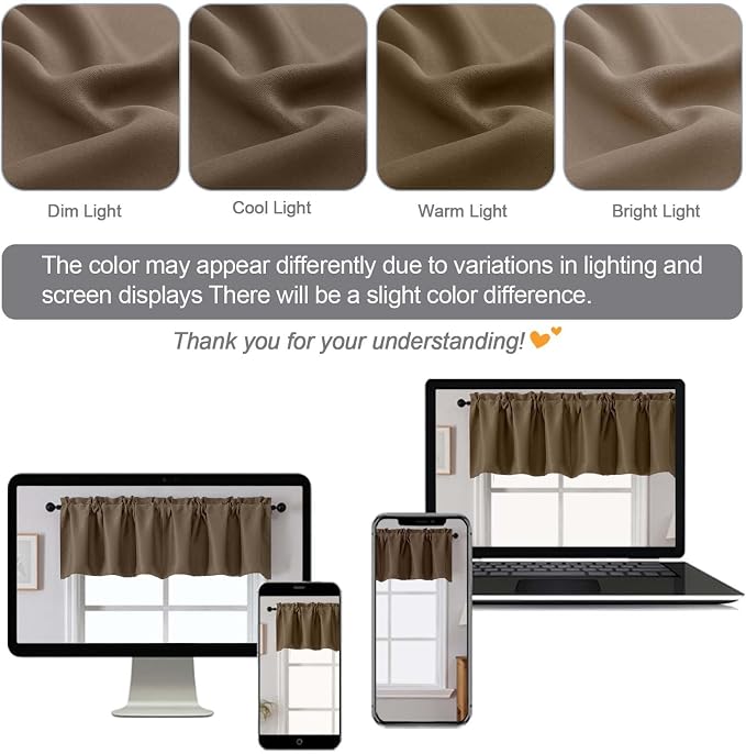 Chyhomenyc Blackout Valances for Windows, Short Window Valance Curtains for - Image 5