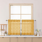 Chyhomenyc Gold Sheer Curtains 24 Inch Length, Light Filtering Leaf Tufted by Chyhomenyc
