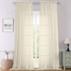 Lecloud Cream Sheer Curtains 108 Inches Long 2 Pcs, Dual Rod Pocket Home Decor by Lecloud
