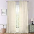 Lecloud Cream Sheer Curtains 120 Inches Long 2 Pcs, Rod Pockets Voile Living by Lecloud