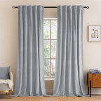 MIULEE Greyish White Velvet Curtains 84 inches 2 Panels by MIULEE