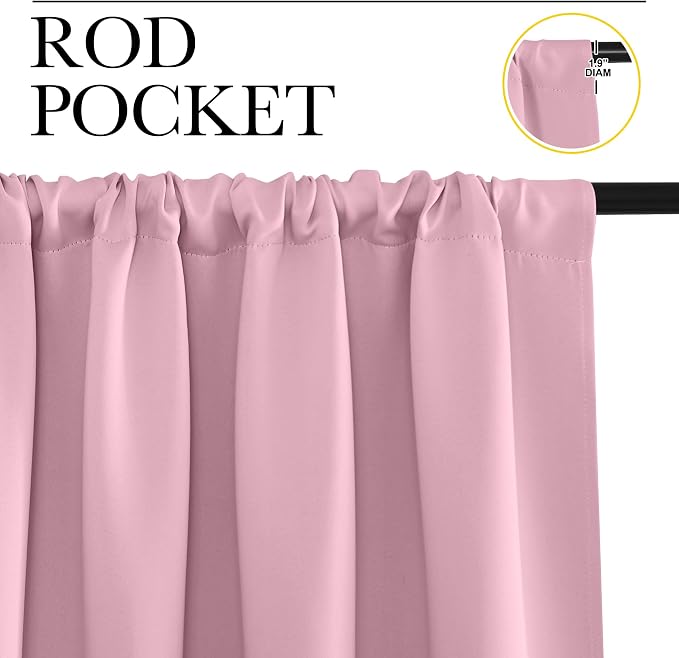 NICETOWN Blackout Curtains for RV Windows, Rouge Pink, 2 Panels, Room Darkening - Image 2