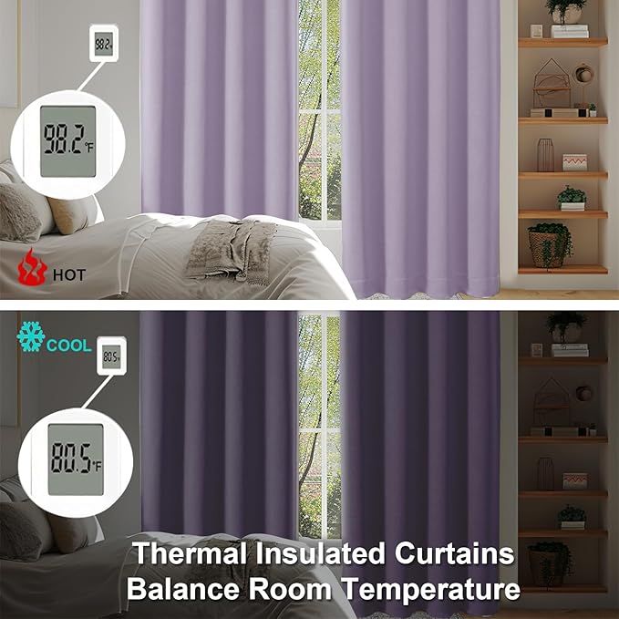 Simplebrand Ava Lilac Short 36 Inches Blackout Curtain 2 Panels Set, Half - Image 6