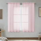 OVZME Blush Pink Sheer Curtains 54 Inches Long 2 Panels by OVZME