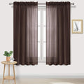 DWCN Brown Sheer Curtains Semi Transparent Voile Rod Pocket Curtains by DWCN