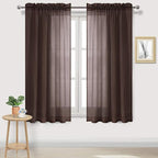 DWCN Brown Sheer Curtains Semi Transparent Voile Rod Pocket Curtains by DWCN