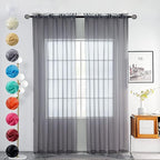 youleyar Solid Sheer Rod Pocket Curtain Voile Draperies 2 Panels White Beige by Youleyar
