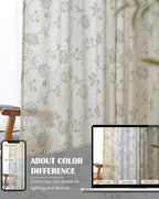 jinchan Linen Curtains Floral Curtains 96 Inch Length - Image 7