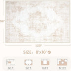 Area Rugs 8x10 Vintage Rug: Large Washable Living Room Rug Retro Medallion - Image 2